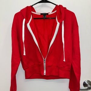 Red zip up hoodie. Size medium. Forever 21